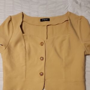 Chicme Women's Beige Button-Up Blouse